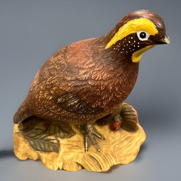 VTG Quail Set 8.5" Holland Mold Pottery Hand Painted Ceramic Art Birds Glass - Picture 7 of 8